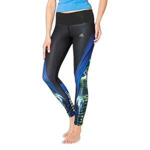 Adidas Leggings Techfit Climalite Medium Compression Black Blue Workout Size Med